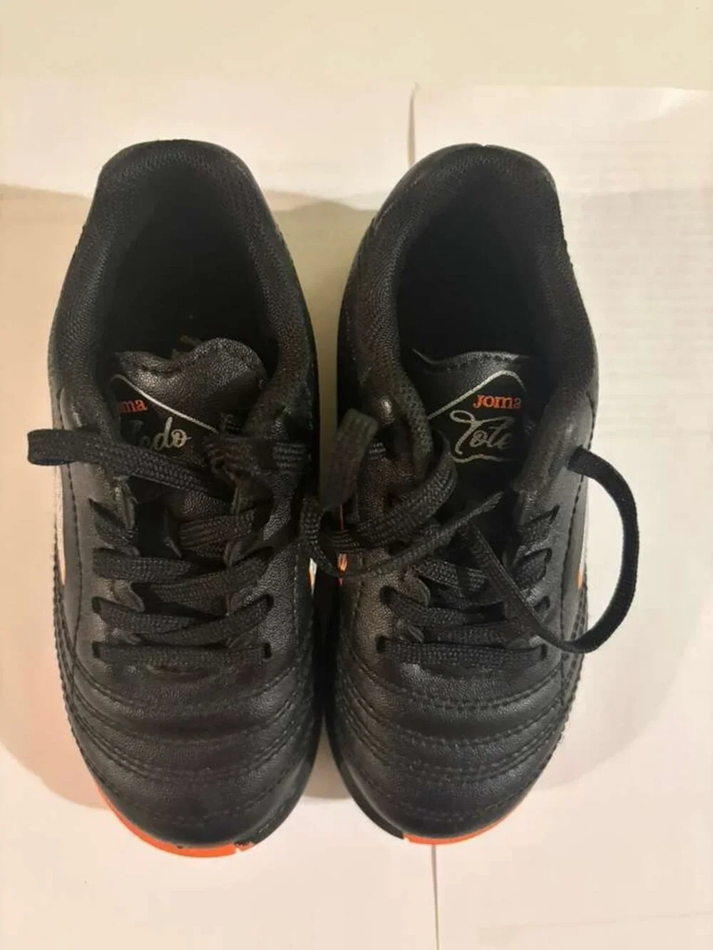 Joma Toledo Kids Soccer Shoes Black/Orange Synthetic Leather Turf Boots Size 9C